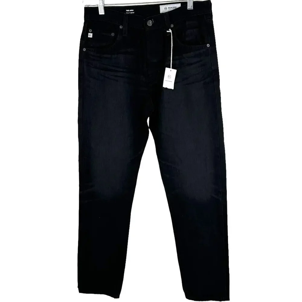 AG Adriano Goldschmied NWT The Apex Relaxed Tapered Jean Black Size 31R Mid Rise